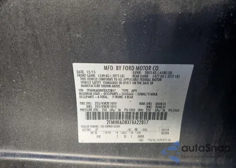 2015 Ford Flex Limited z USA, uszkodzony, nr VIN 2FMHK6D8XFBA22817